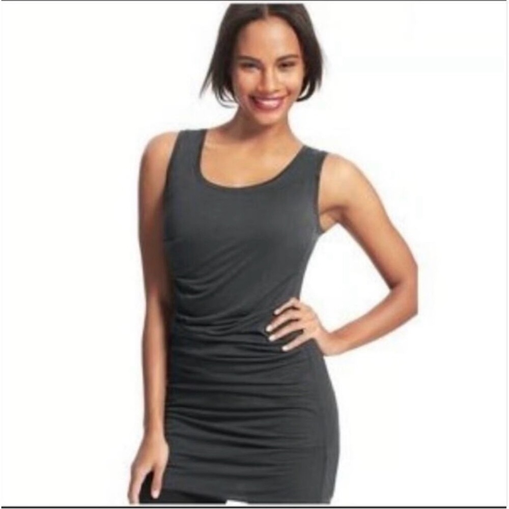 CAbi Charcoal ruched sleeveless dress